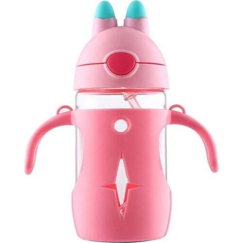 300ml Cute School Drinking Cup Summer Kids Water Bottle For School Cartoons Cup With Straw Baby Feeding Children Drinking Mug