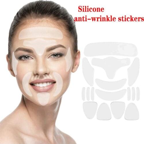 Reusable Silicone Wrinkle Removal Sticker Facial Lifting Strips Set Face Forehead Sticker Neck Line Remover Eye Patches Skin Pad