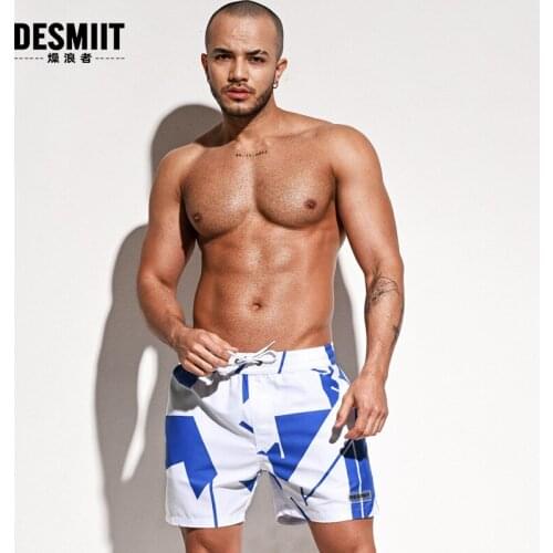 Desmiit Mens Swimming Shorts Summer Lining Beach Shorts Breathable Swimwear Trunks Surf Board Shorts Bathing Suit Swimsuits