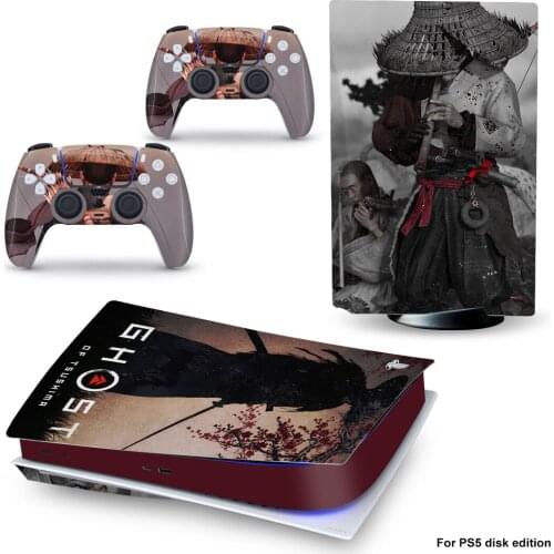 Ghost PS5 Standard Disc Edition Skin Sticker Decal Cover for PlayStation 5 Console & Controller PS5 Skin Sticker Vinyl