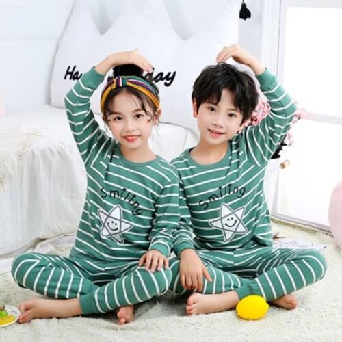 New Christmas Pajamas For Boys Girls 2pcs Tshirt+Pant Cartoon Kids Sleepwear Children Clothing Sets Cotton Pyjamas Nightwear