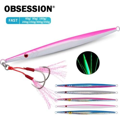 OBSESSION Metal Jig bait 60g 80g Luminous Sinking Artificial Hard bait jigging lure for freshwater saltwater fishing lure tackle
