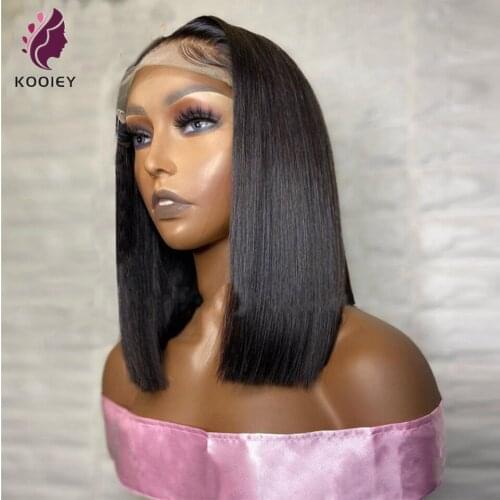 4x4 Bob Lace Closure Wig Indian Straight Human Hair For Black Women 13x4 Bob Lace Front Human Hair Wigs Blunt Cut Wig