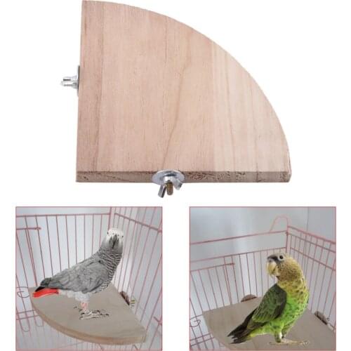 Bird Cage Perch Standing Stick Platform Wooden Fan Shape Hamster Small Animal Pet Budgie Bird Platform