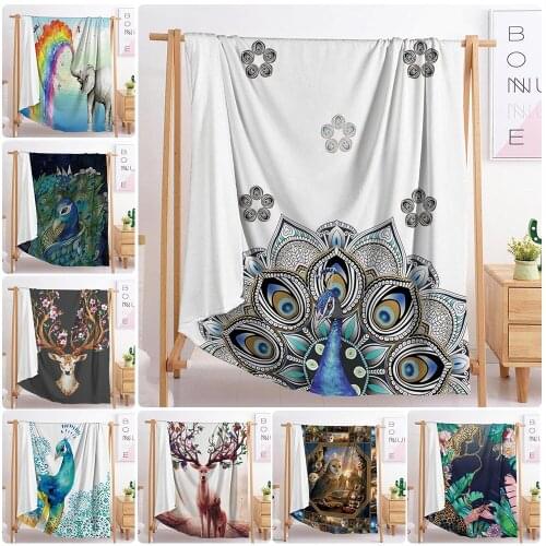 New Owl deer export Custom blankets Large and small size throw blanket tapestry sleeping blanket soft flannel blanket bedding