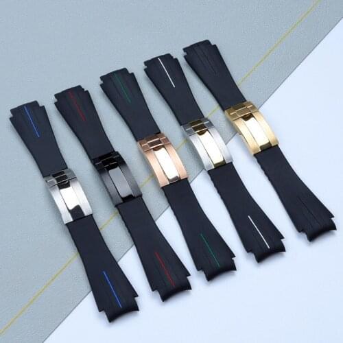 20mm 21mm High Quality Rubber Silicone Watch Strap Camouflage Black Watchband for Role DEEPSEA Daytona Submariner GMT Bracelet