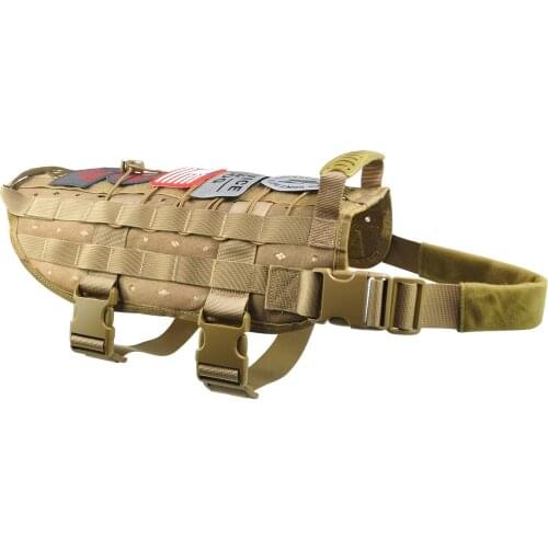 Dog Tactical Service Training Harness Adjustable Military Patrol K9 Dog Vest Comfortable Molle No Pulling Front Clip Leash