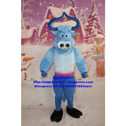 Blue Kerbau Buffalo Bison Wild Ox Bull Cattle Calf Mascot Costume Adult Character Children Playground High Quality zx116