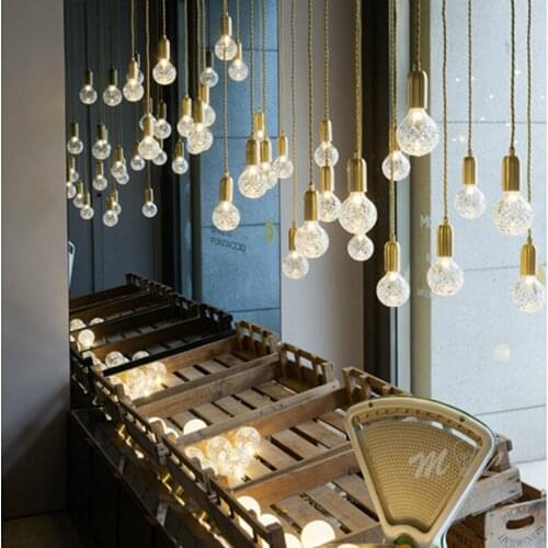 Modern Glass Ball Pendant Lights Led Golden Hanging Lamps for Bedroom Loft Luminaire Home Deco Living room Home Light Abajur