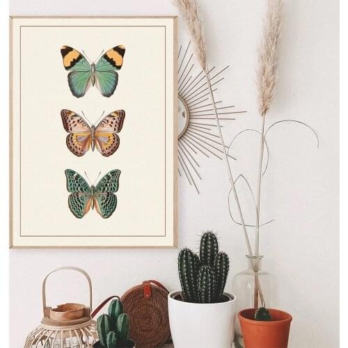 Sepia - Modern Victorian Butterfly Print Poster, Canvas Wall Painting, Nursery Picture, Nursery Picture
