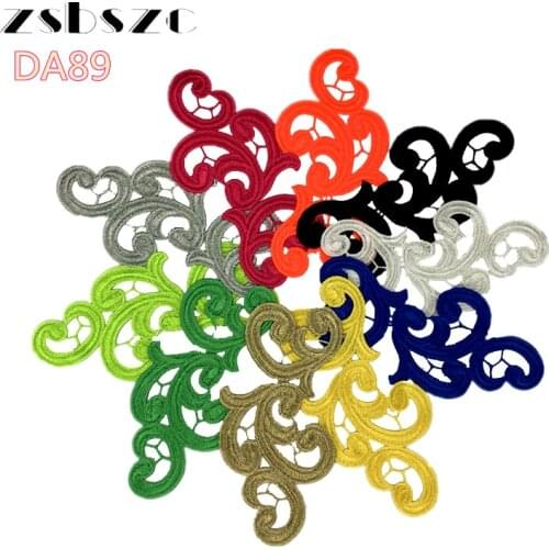 Zsbszc DA89 white black embroidery flower patches lace applique collar wedding dress formal accessories fabric 17CM*9CM 5pairs