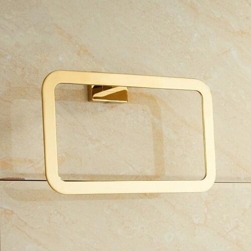 Vidric golden stainless steel chrome bathroom square towel ring bathroom towel hardware pendant Towel Rack Bathroom Accessories