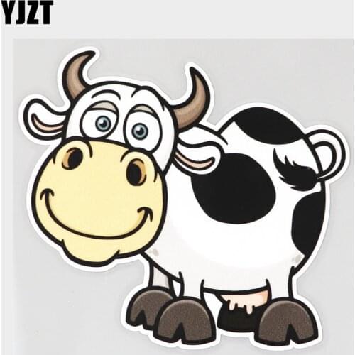 YJZT 13.5CM×12.1CM Pretty Smiling Cow Waterproof Decal PVC Car Sticker 11C-0272