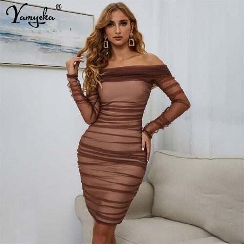 Sexy vintage backless prom evening dresses for women party mesh Bandage mini summer dress club long sleeve bodycon woman dress