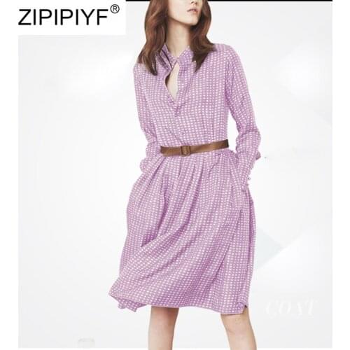 2020 High Elastic Waist Vintage Dress A-line Style Women Full Sleeve Plaid Print Dresses Slim Spring Dresses Vestidos