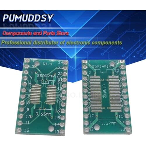 10PCS SOP24 SSOP24 TSSOP24 to DIP24 PCB Pinboard SMD To DIP 0.65mm/1.27mm to 2.54mm DIP Pin Pitch PCB Board Converter Socket