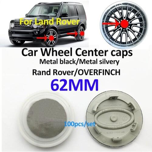 100PCS Car Accessory 62MM Wheel Center Cap Covers Metal Covers ABS base Wheel Hubcap For Land Rover Discovery Freelander Evoque