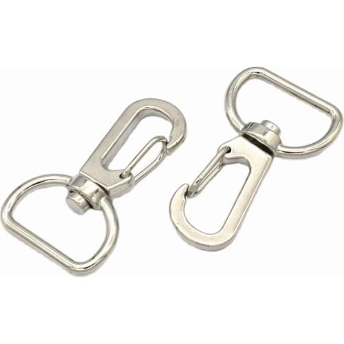 20mm Inner Silver Swivel Clasp D Ring Lobster Clasp Claw Push Gate Trigger Clasps Swivel Snap Hooks for key backpack 10pcs