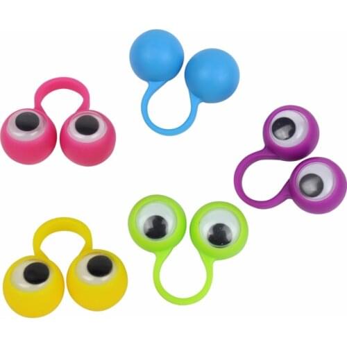 24PCS Kids Birthday Party Favor Gift Finger Eye Puppets Plastic Ring With Wiggle Eyes Baby Shower Souvenir Halloween Gift