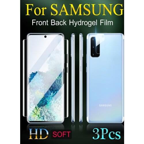 3 In 1 Full Coverage S21 Ultra Front Back Screen Protector For Samsung S20 Plus S20FE Hydrogel Film Galaxy Note 20 10Plus Soft