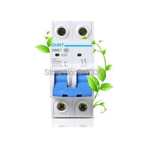 Free Shipping small air switch unipolar C25 2P 25A 2 pole Home use Electric shock protection domestic C type circuit breaker