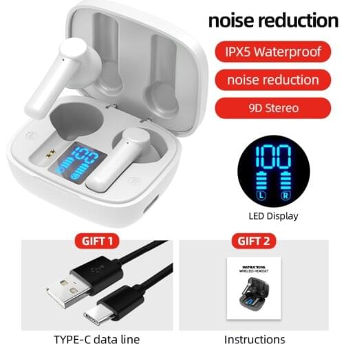 Wireless Bluetooth5.0 Headphones Stereo Super Bass Headsets Sport Waterproof Earbuds Power LED Display Headphones