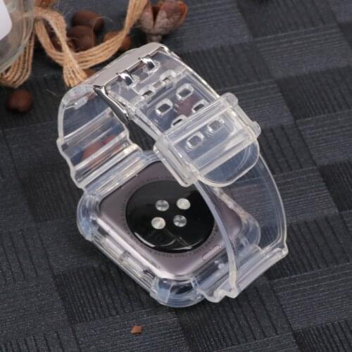 Case+Strap for Apple Watch Band 44mm 40mm 42mm 38mm Accessories Soft Silicone Bracelet Transparent apple watch series 6 se 5 4 3