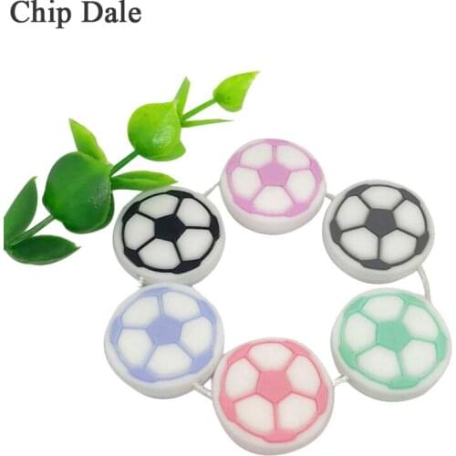 Chip Dale 5pcs Mini Football Silicone Beads Food Grade Silicone Soccer Bead Baby Teether Bracelet Making BPA Free Baby Toys