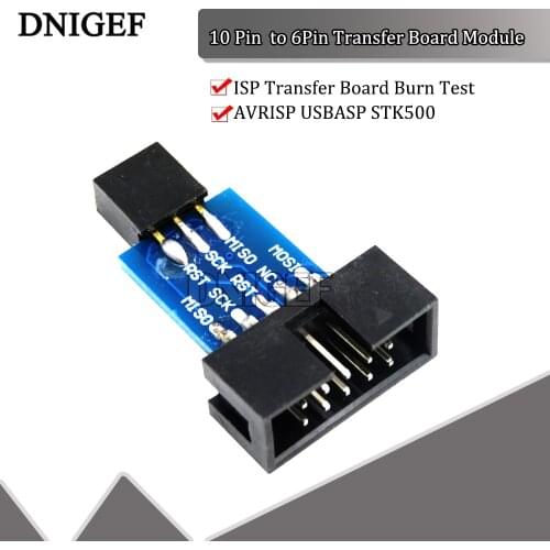 DNIGEF 1 PCS STK500 Adapter Board 10 Pin to 6 Pin Adapter Board for AVRISP MKII USBASP STK500