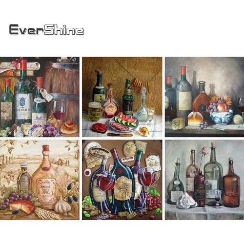 Evershine Diamond Painting Scenic Beaded Wine Diamond Mosaic Cross Stitch Kit Full Set Diamond Embroidery Full Square Drill Home