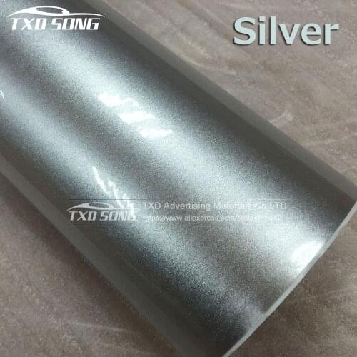 High glossy Silver Metallic pearl film for Car body decoration Glossy Metallic pearl glitter vinyl Size: 10/20/30/40/50/60x152CM