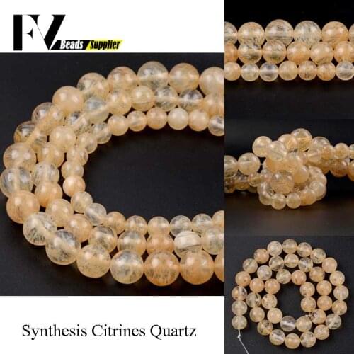 Synthesis Citrines Quartz Stone Round Beads For Jewelry Making 4 6 8 10 12mm Spacer Beads Diy Needlework Handicraft Accessories