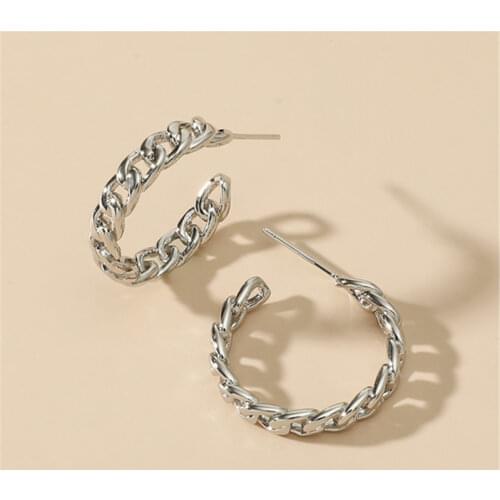 MANGOSKY 925 Silver Needle Fashion Metal Chain Design Earring For Girl Jewelry