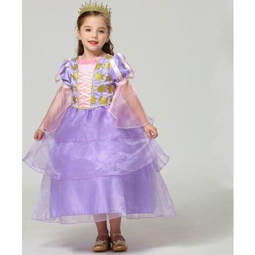 Cartoon Tangled Rapunzl Dress Princess Costume Kids Sequins Party Birthday Clothes Fancy Princess Dress for Girls New Year Gift