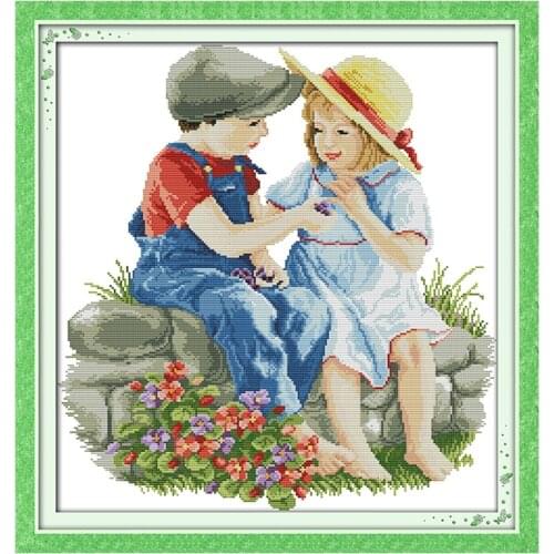 Joy Sunday Character Pattern Two Small No Guessing Counting Cross Stitch 11&14CT Cross Stitch Kit Wholesale Hand Embroidery Kit