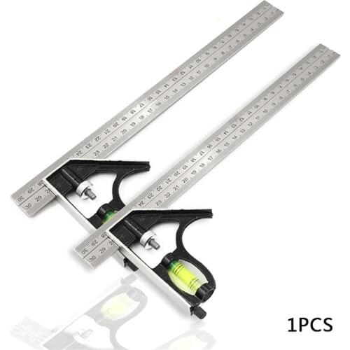 Square Ruler Set Kit 30cm Adjustable Engineers Combination Try None Right Angle Ruler With Spirit Level Scriber Right Angle Rule
