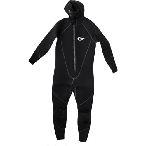 5mm Thick Neoprene Wetsuit with Hood Scuba Diving Suit Front Zipper Underwater Diving Spearfishing Surfing Snorkeling Suit Men