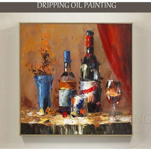 New Arrivals Pure Hand-painted High Quality Impressionist Red Wines Acrylic Painting Beautiful Wall Art Red Wine Knife Painting
