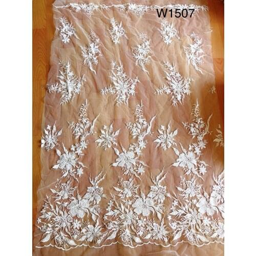 Wholesale /Ivory Tulle Net Embroidery Lace / French Lace Fabric for wedding dresses 10 yards/Lot