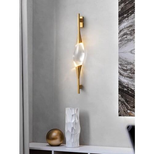 All copper crystal wall lamp creative bedside lamp post modern living room TV background wall lamp corridor lamp