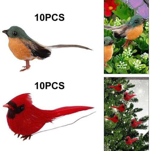 10pcs Realistic Cardinal Birds for Garden Decor Ornaments Arts