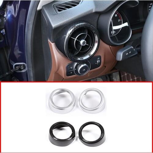 Silver/Carbon Fiber Style For Alfa Romeo Stelvio 2017 2018 2019 ABS Plastic Front Side Air Conditioning Cover Frame Trim 2pcs