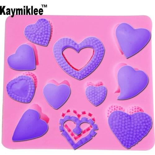 Kaymiklee M035 Love Heart UV Resin Silicone Mold Fondant Chocolate Candy Gumpaste Lollipop Crystal Epoxy Soft Clay Bake Tools