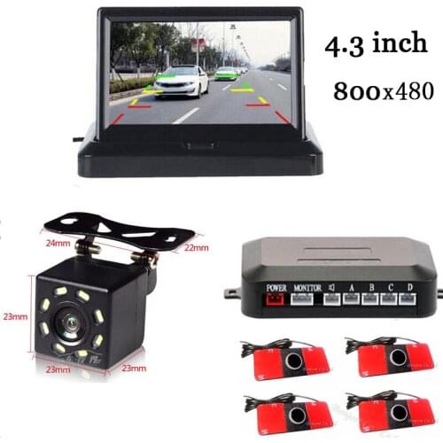 Car Parking Assistance 4.3" 800*480 Rearview Mirror Monitor + HD CCD waterproof Rear Camera + Video Parking Sensor System