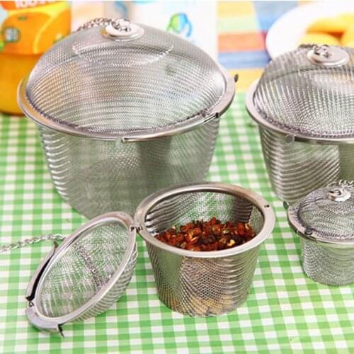 Tea Coffee Stew Spice Soup Herbal Sieve Infuser Reusable Stainless Steel Seasoning Bag Ball Kitchen Filter Sachet With Chain