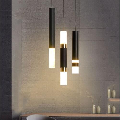 Modern Long Tube Acrylic Pendant Lamp Bedside Living Room Long Cable LED Hanging Light Restaurant Shop Cafe Decor Pendant Lamp