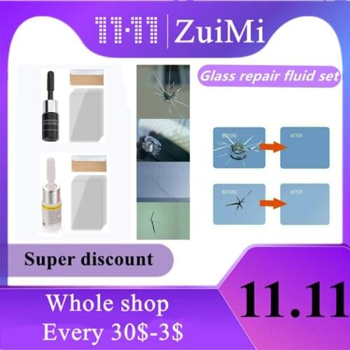 Car Windshield Repair Agent with Scraper Films×5 Auto DIY Glass Crack Nano Universal Fluid Window Chip Accessories Tools 1 Set