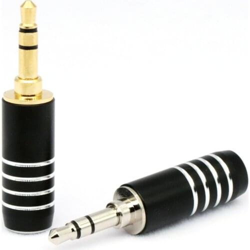 Copper gold 3.5mm three-dimensional earphone plug high gloss metal shell 3.5mm3 maintenance welding joint