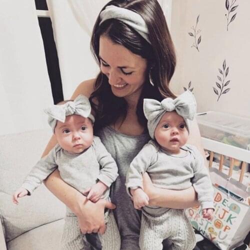 Solid Color Parent-Child Headband Soft Cute Bows Newborn Baby Hairband Elastic Mother Girls Knot Hair Band Baby Hair Accessories