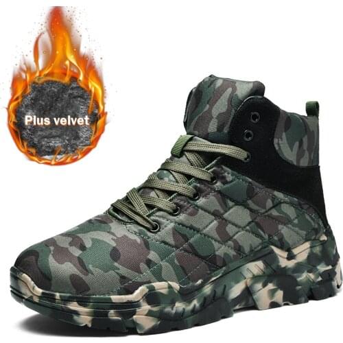 Winter Cotton Shoes Men Camouflage High Top Mens Casual Shoes Plus Velvet Warm Thick-Soled Heighten Man Footwear Big Size 38-47